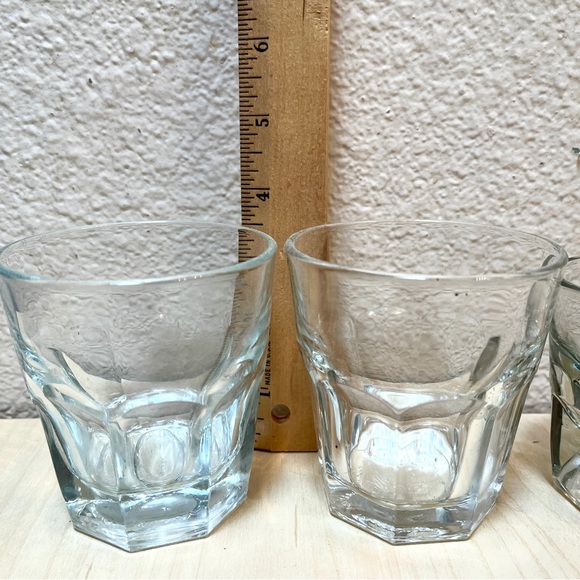3 clear glasses- heavy bottom. Great for liquor & booze: scotch-whiskey-baileys. - Picture 2 of 12